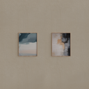 Conjunto de 2 Quadros Abstrato Céu Abrindo e Abstrato Tons Neutros Filete Crua sem Vidro 40 x 50cm 