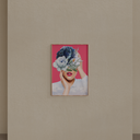 Quadro Abstrato Rosa, Pink, Colagem, Mulher, Rosa moldura Crua sem vidro 70x50cm