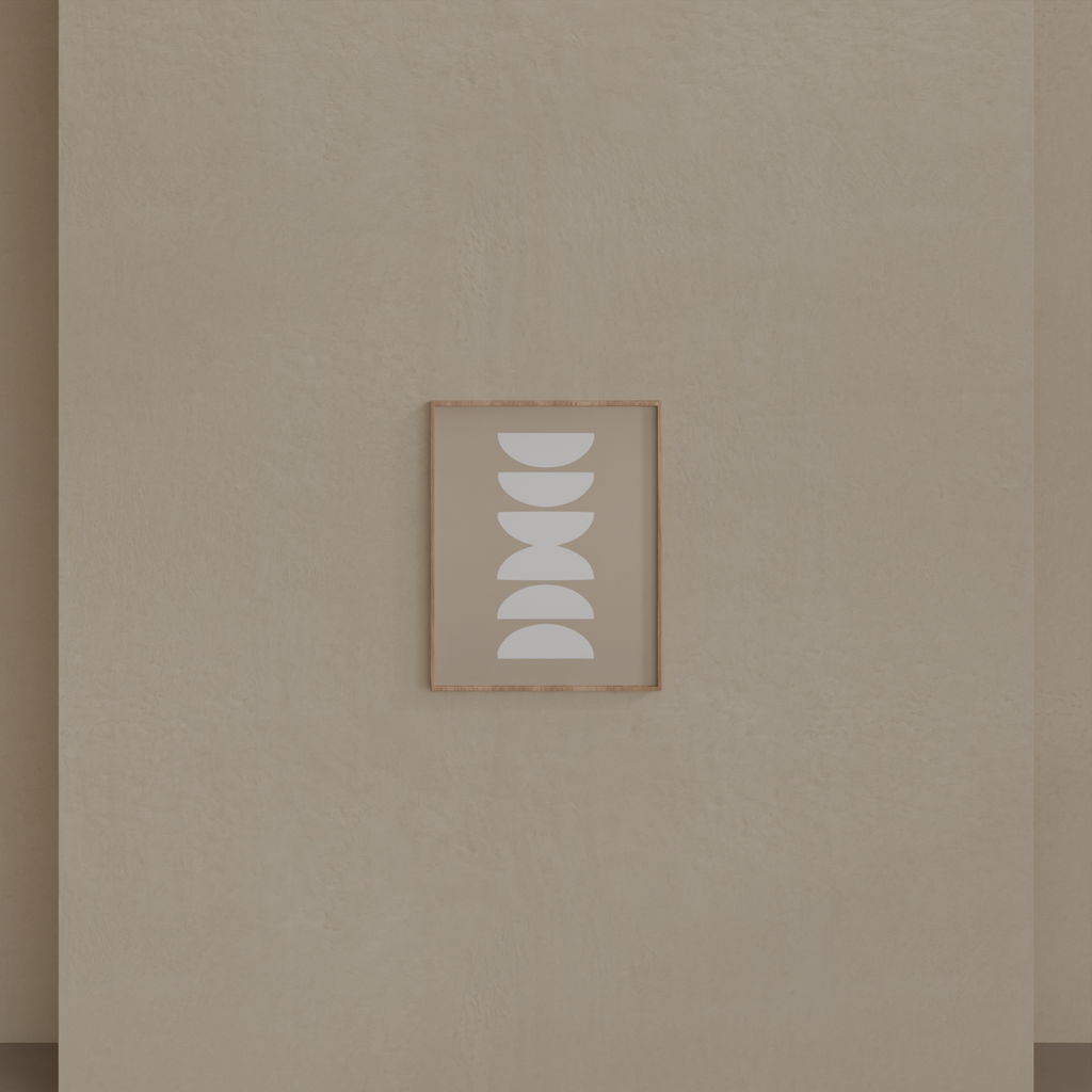 Quadro Abstrato Meio Círculo  Moldura Filete Crua sem Vidro 40 x 50 cm