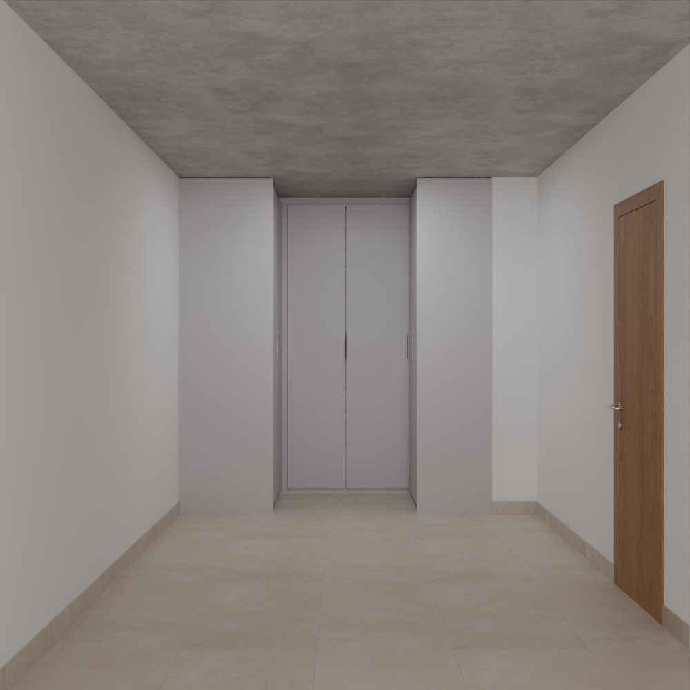 Closet Suíte Master de Giro Beton; Puxador Slim Prata Suíte Master Tipo 1 Tipo 2 Tipo 5