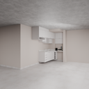 Armário Cozinha Completo com Nicho para Lava e Seca Cinza Cobalto (Sudoeste / Bias Fortes - Apt 09)