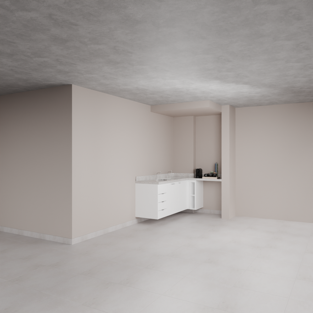 Armário Cozinha Inferior Branco Tx com Nicho para Lava e Seca (Sudoeste / Bias Fortes - Apt 09)