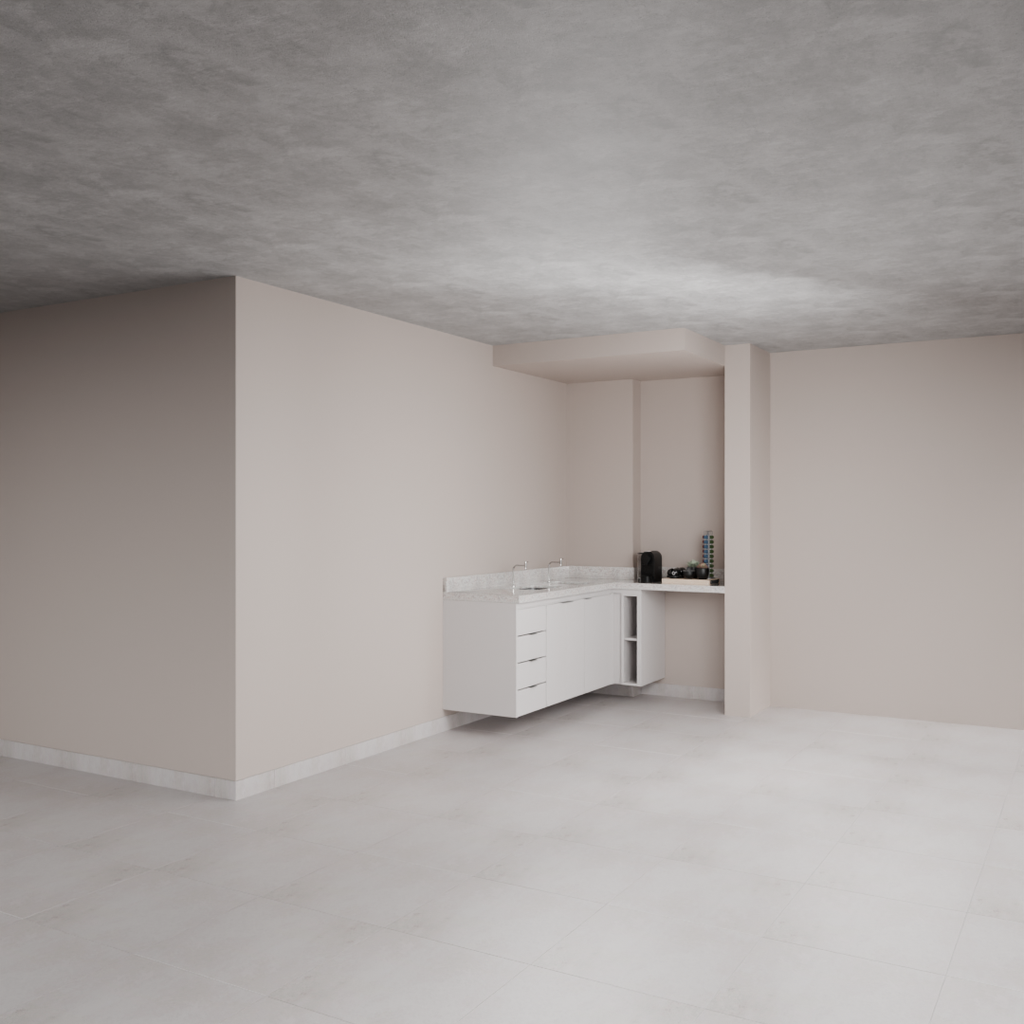 Armário Cozinha Inferior com Nicho para Lava e Seca Cinza Cobalto (Sudoeste / Bias Fortes - Apt 09)