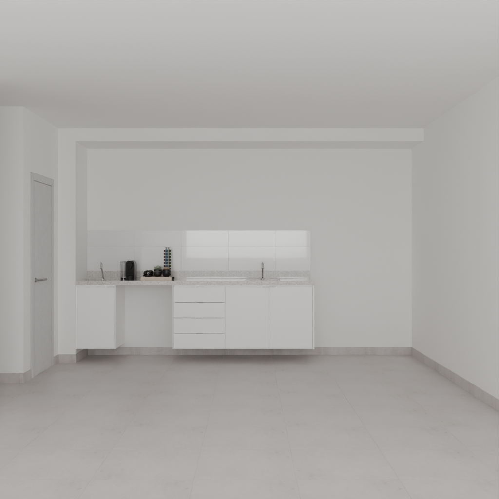 Armário Cozinha Inferior com Nicho para Lava e Seca Branco Tx (Sudoeste / Bias Fortes - Apt 07 11)