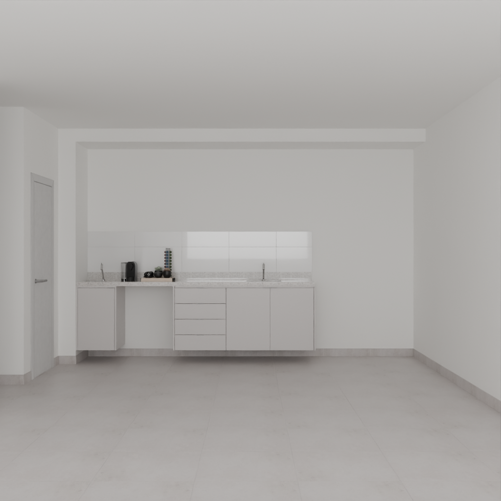 Armário Cozinha Inferior com Nicho para Lava e Seca Cinza Cobalto (Sudoeste / Bias Fortes - Apt 07 11)