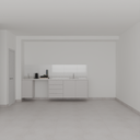 Armário Cozinha Inferior com Nicho para Lava e Seca Cinza Cobalto (Sudoeste / Bias Fortes - Apt 07 11)