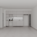 Armário Cozinha Completo com Nicho para Lava e Seca Cinza Cobalto (Sudoeste / Bias Fortes - Apt 07 11)