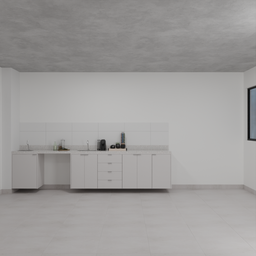 Armário Cozinha Inferior com Nicho para Lava e Seca Cinza Cobalto (Sudoeste / Bias Fortes - Apt 01 02 05 06)