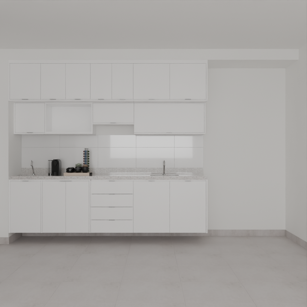 Armário Cozinha Inferior e Superior Branco Tx (Sudoeste / Bias Fortes - Apt 07 11) (CxB)