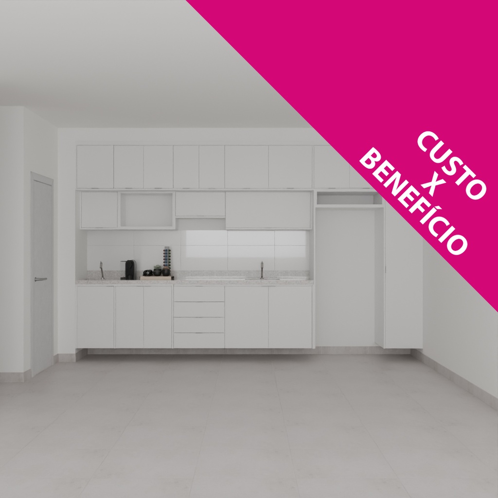Armário Cozinha Completo Branco TX (Sudoeste / Bias Fortes - Apt 07 11) (CxB)
