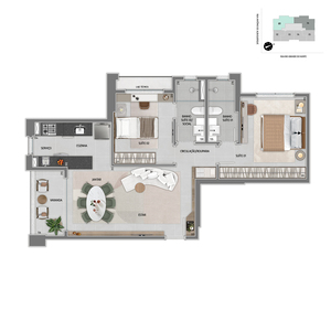 PADRÃO CONSTRUTORA: Sem Infraestrutura para Instalação de Ar Condicionado + laje pintada de branco - Tipo I (Sala/Cozinha)
