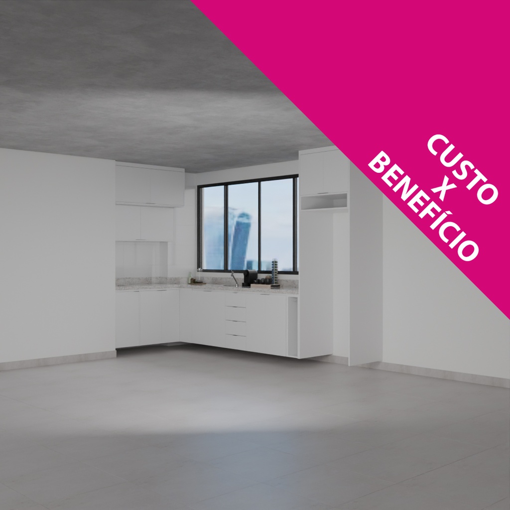 Armário Cozinha Completo sem Nicho para Lava e Seca Branco TX (Sudoeste / Bias Fortes - Apt 08 10) (CxB)