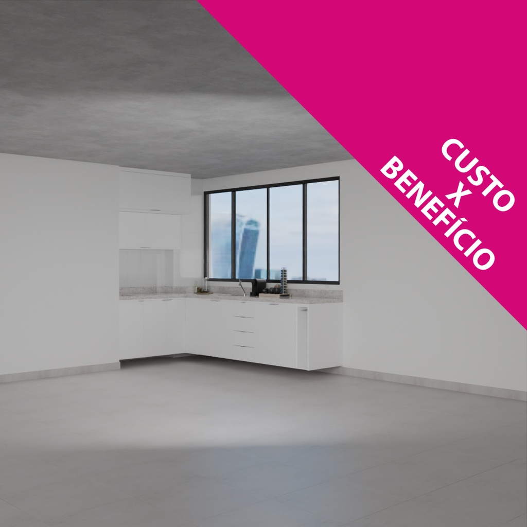 Armário Cozinha Inferior e Superior sem Nicho para Lava e Seca Branco Tx (Sudoeste / Bias Fortes - Apt 08 10) (CxB)