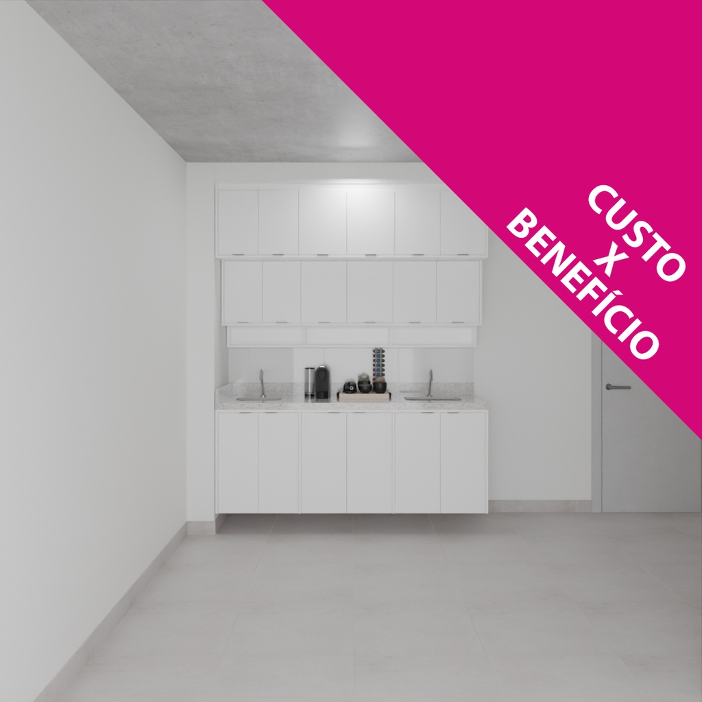 Armário Cozinha Inferior e Superior sem Nicho para Lava e Seca Branco Tx (Sudoeste / Bias Fortes - Apt 03 04) (CxB)