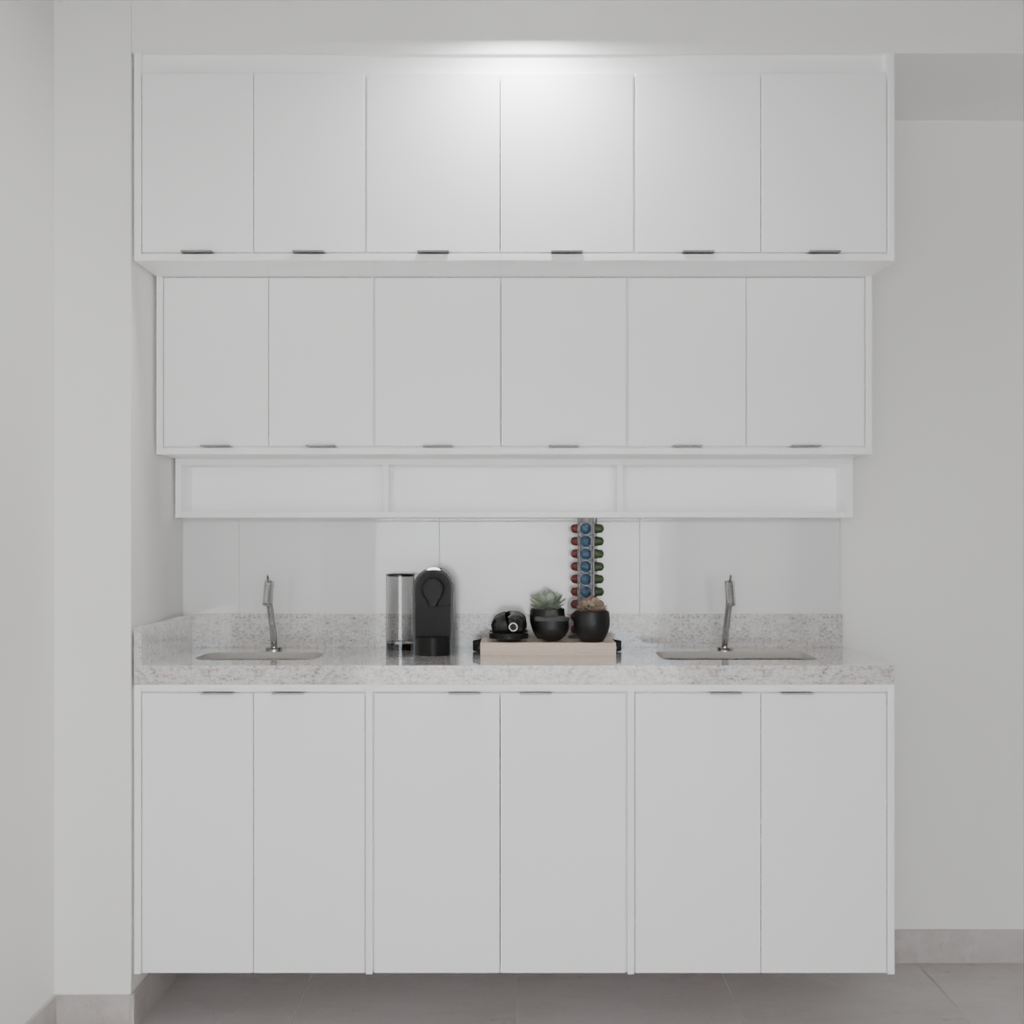 Armário Cozinha Inferior, Superior e Balcão Branco Tx (Sudoeste / Bias Fortes - Apt 03 04) (CxB)