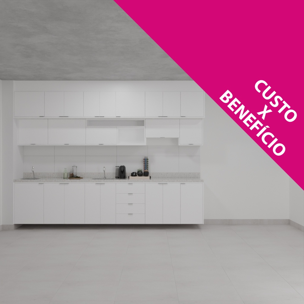 Armário Cozinha Inferior e Superior sem Nicho para Lava e Seca Branco Tx (Sudoeste / Bias Fortes - Apt 01 02 05 06) (CxB)