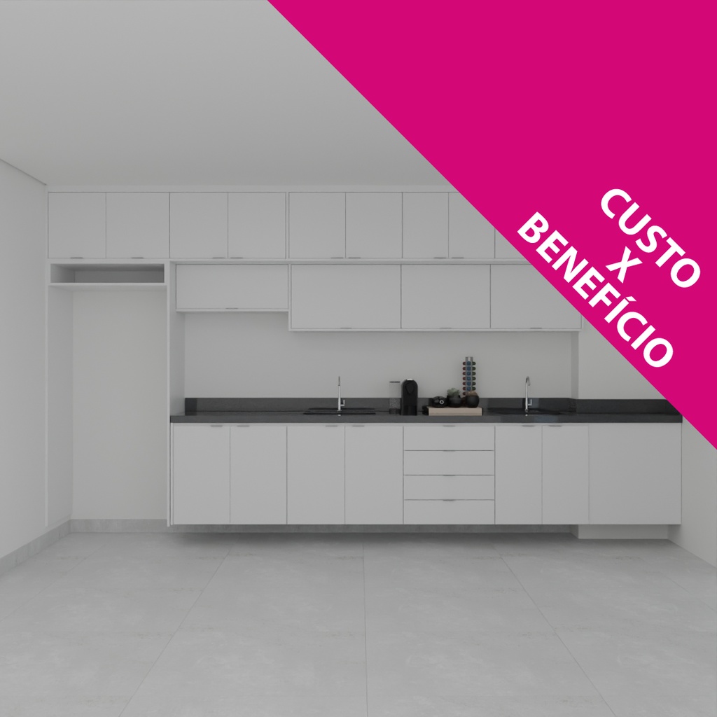 Armário Cozinha Completo Branco Tx (Sudoeste / Vale do Sereno – Apt 01 04 05 06 09 10) (CxB)