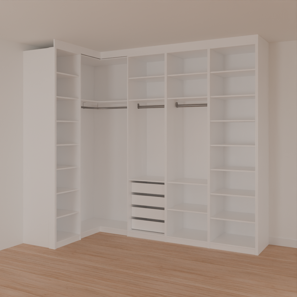 Armário Closet Casal com 4 Gavetas Branco Tx (Sudoeste / Bias Fortes - Apt 03 04) (CxB)