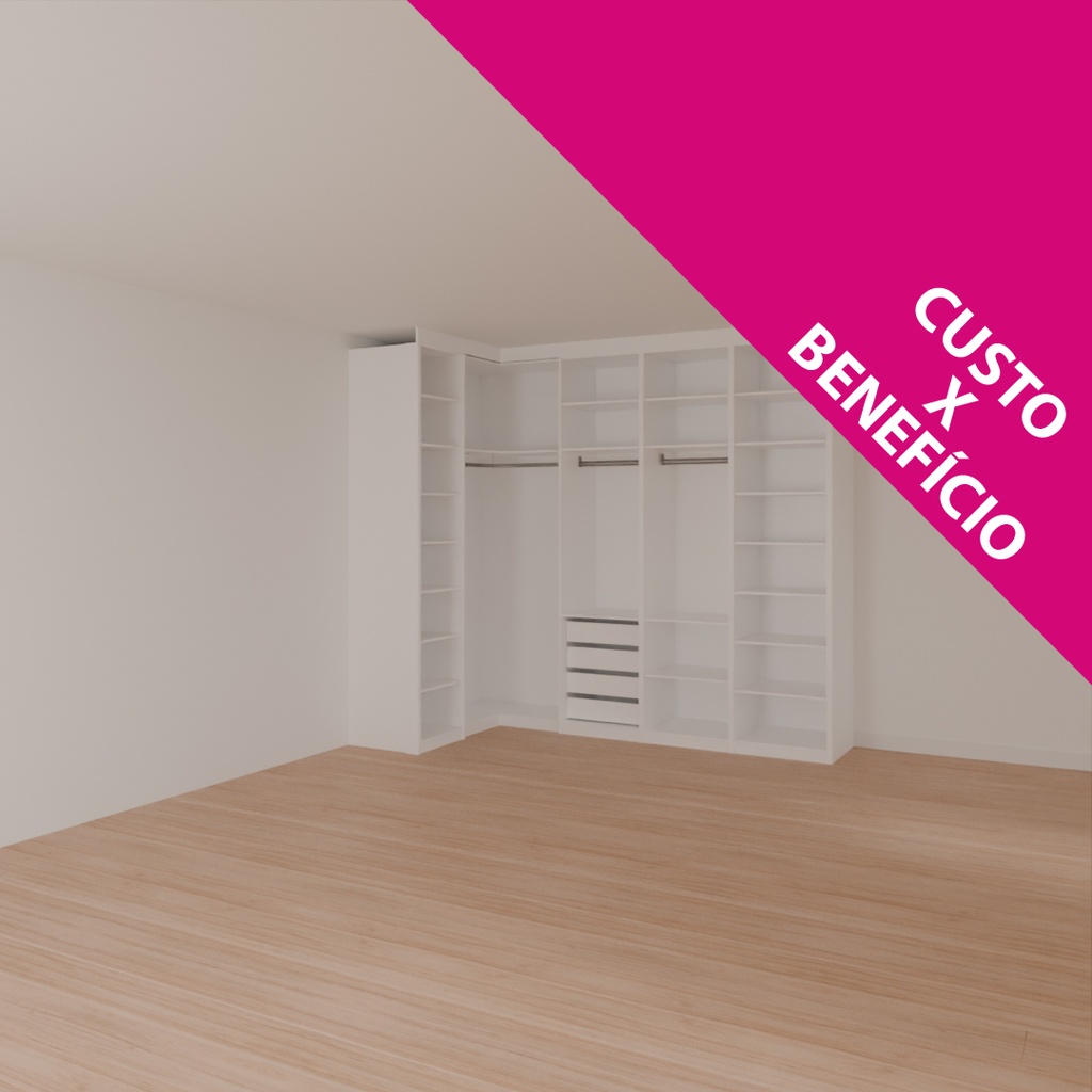 Armário Closet Casal com Gavetas Branco Tx (Sudoeste / Bias Fortes - Apt 03 04) (CxB)