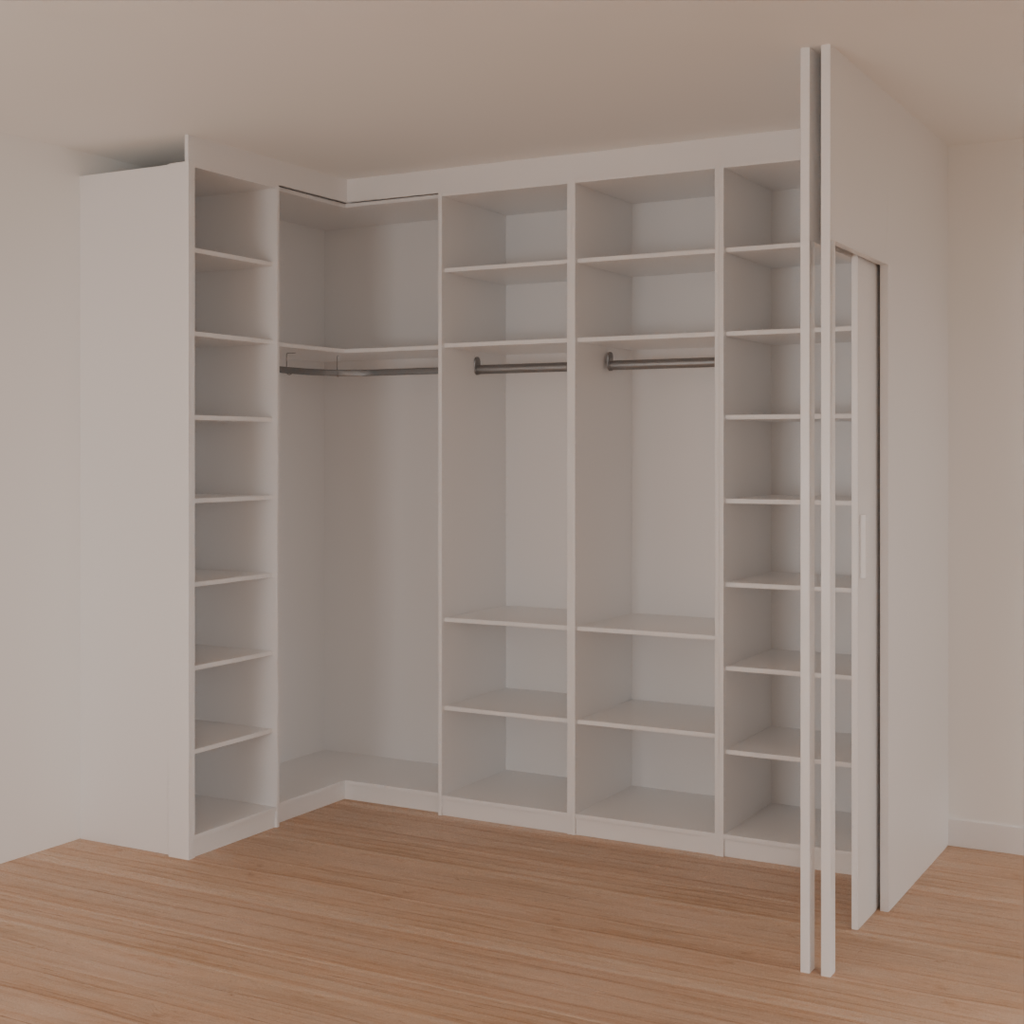 Armário Closet Casal com Porta Branco Tx (Sudoeste / Bias Fortes - Apt 03 04) (CxB)