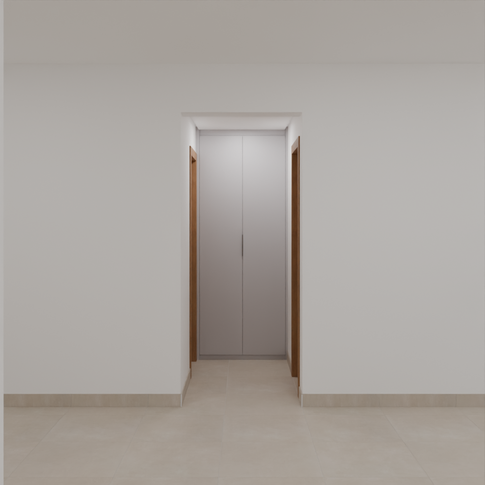 Armário Circulação Roupeiro Beton; Puxador Slim Prata Circulação Tipo 5