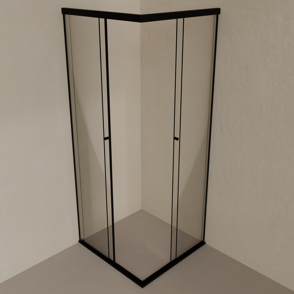 Box Canto de Vidro Temperado 8mm com Perfil Preto