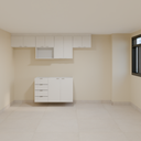 Armário Cozinha 2,60m - Branco Tx com puxador slim e Bancada 1,20m