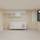 Armário Cozinha 2,60m Branco Tx com puxador slim e Bancada 1,80m