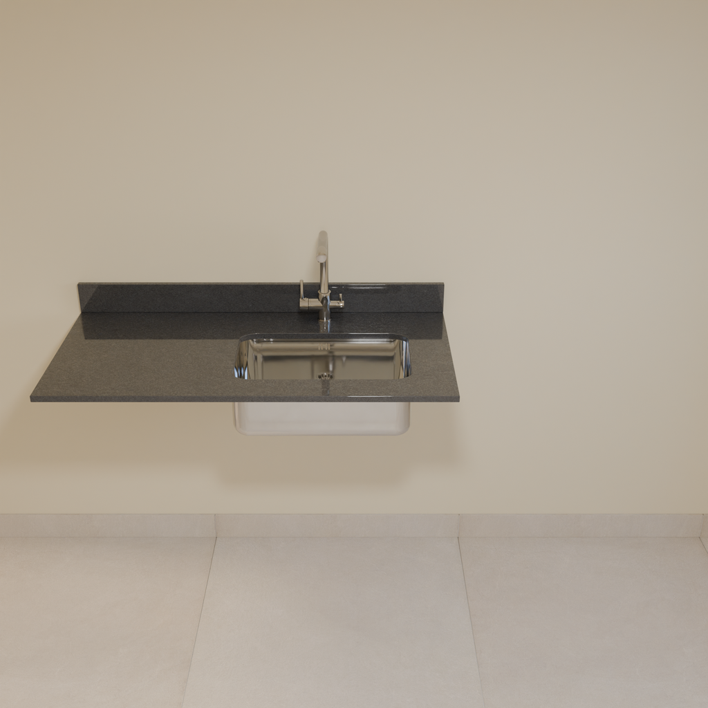 Bancada Preto São Gabriel 1,20m com cuba Gourmet Cozinha 