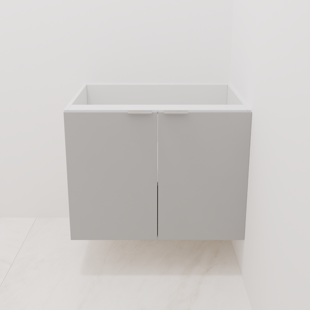 Armário Banheiro 2 Portas Giro 0,65m Branco Tx e Cinza com Puxador Slim