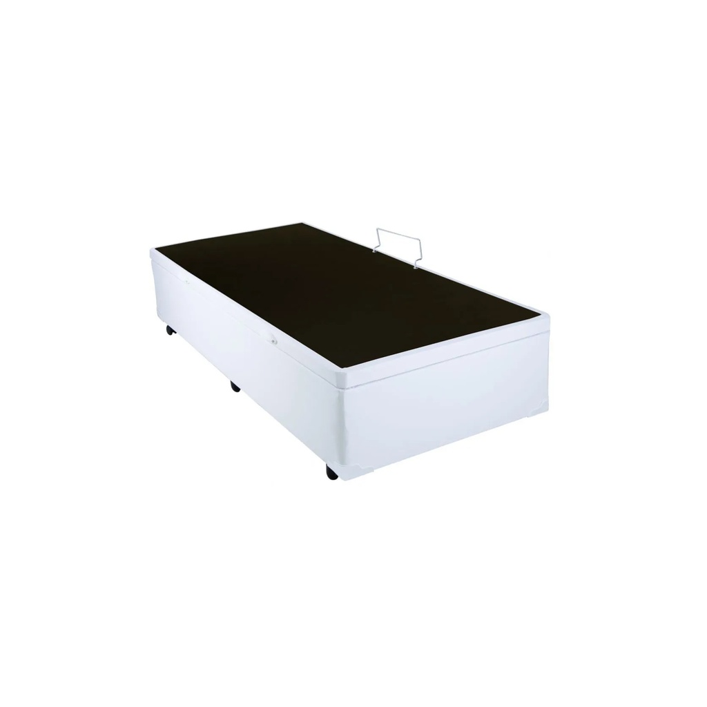 Cama box baú solteiro - Corino branco