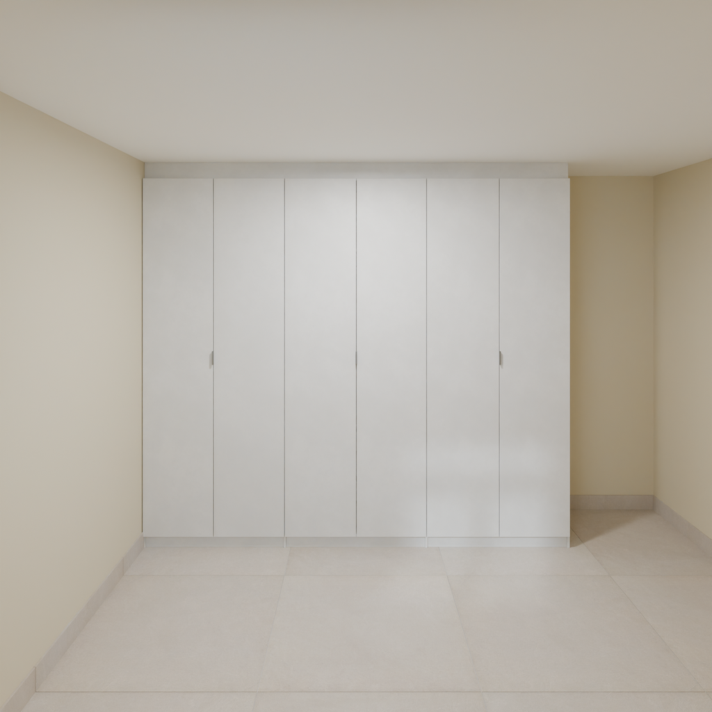 Armário Quarto 2,60m com 6 portas de giro - Branco Tx com puxador slim