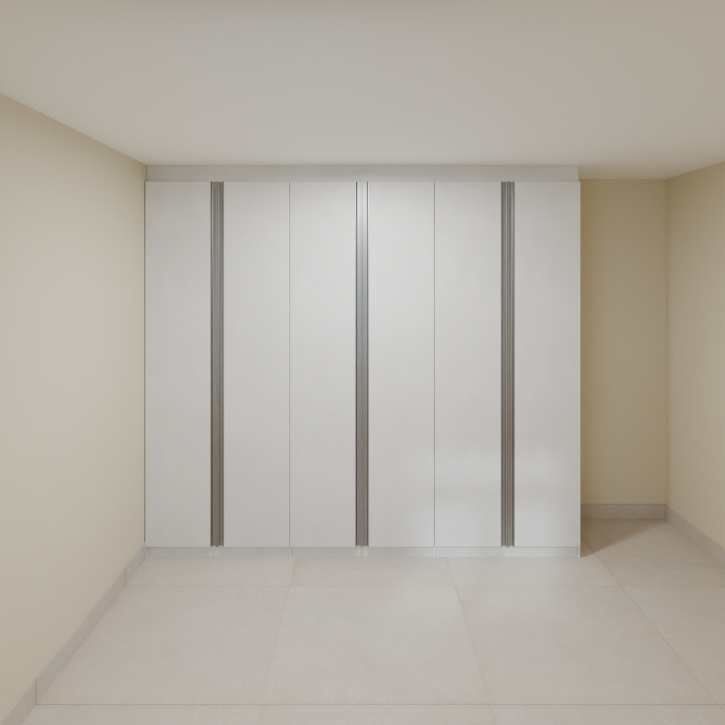 Armário Quarto 2,60m com 6 portas de giro - Branco Tx com puxador cava