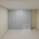 Armário Quarto 2,60m com 6 portas de giro - Branco Tx e Cinza com puxador slim