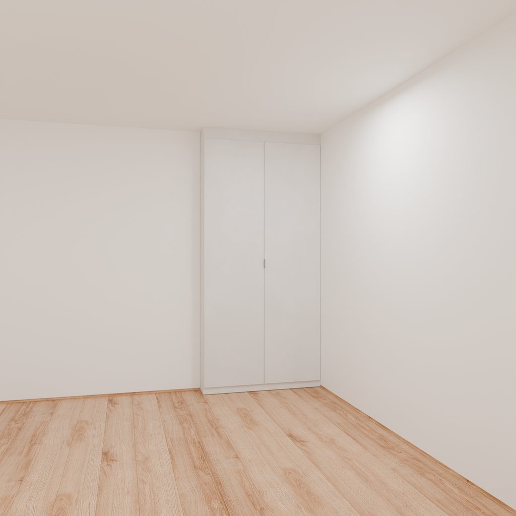 Armário Quarto 1,10m com 2 portas de giro - Branco Tx com puxador slim