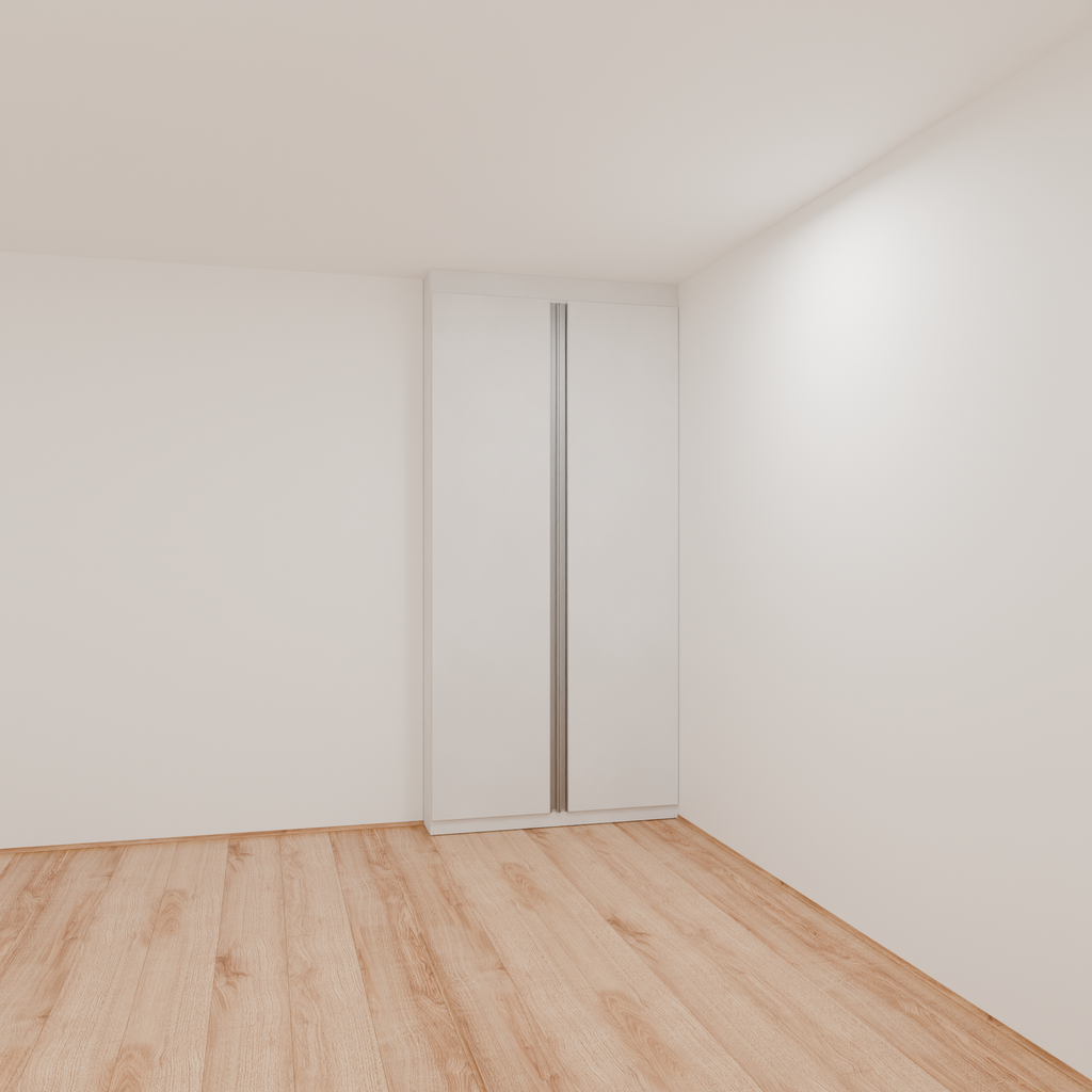 Armário Quarto 1,10m com 2 portas de giro - Branco Tx com puxador cava