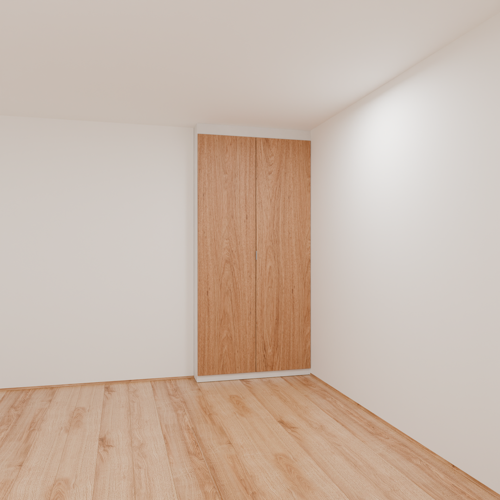 Armário Quarto 1,10m com 2 portas de giro - Branco Tx e Freijó com puxador slim