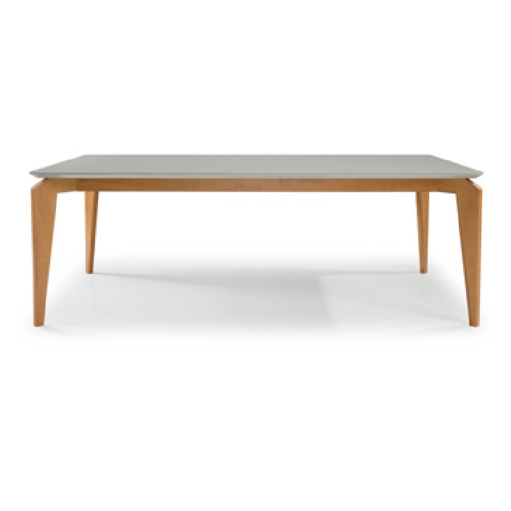 Mesa de jantar Fenix 1,20 x 0,80 - Peroba com tampo off white com vidro