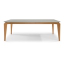 Mesa de jantar Fenix 1,20 x 0,80 - Peroba com tampo off white com vidro
