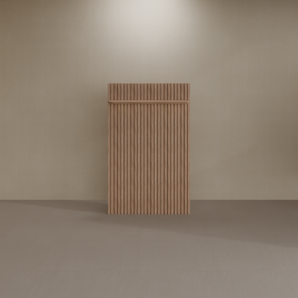 Painel ripado slim 1,40m com prateleira led - Amadeirado