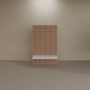 Painel ripado slim 1,40m com prateleira led e rack - Amadeirado