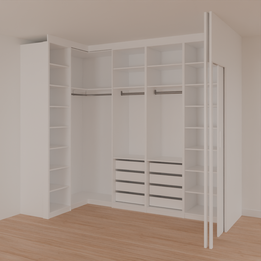 Armário Closet Casal com 8 Gavetas e Porta Branco Tx (Sudoeste / Bias Fortes - Apt 03 04) (CxB)
