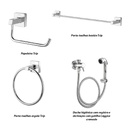 Kit Metais 4 Docol Trip Cromado: Porta Toalha Banho e Rosto, Papeleira, Ducha Higiênica