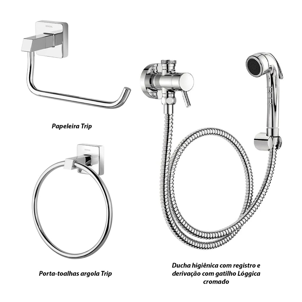 Kit Metais 3 Docol Trip Cromado