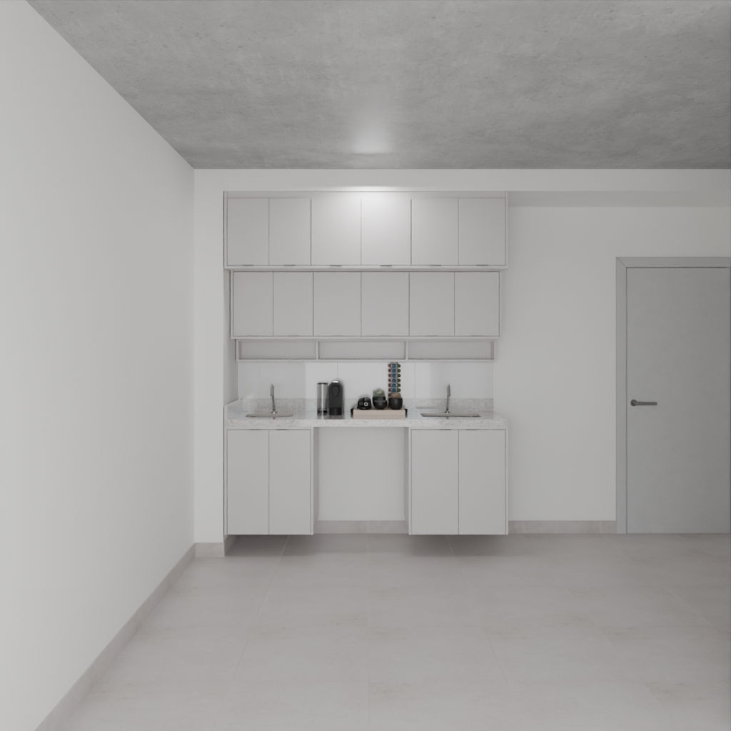 Armário Cozinha Inferior e Superior com Nicho para Lava e Seca Branco Tx (Sudoeste / Bias Fortes – Apt 03 04) (CxB)