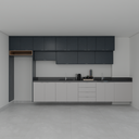 Armário Cozinha Completo Cinza Cobalto, Azul Tx e Louro Freijó (Sudoeste / Vale do Sereno – Apt 1610)