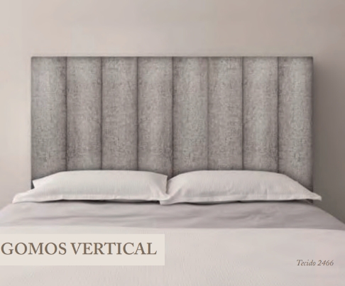 Cabeceira Casal Gomos Vertical 140cm x 120cm (LxA) Tecido Linho Cinza Claro 1366 (Sudoeste / Bias Fortes e Vale do Sereno - Apt todos)