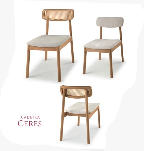 Cadeira CERES Ferrati Encosto Palha Madeira Imbuia | Tecido Verde B 2322