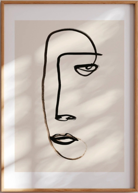 Quadro Decorativo Rosto Ilustrado 1 50 x 70