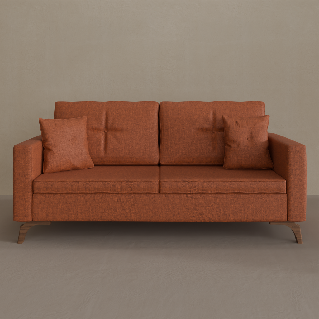 Sofá Viena 1,90 m Linho Terracota Cor 1368 com dois braços de 15cm de largura
